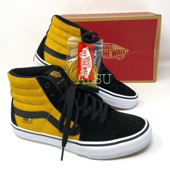 VANS SK8-HI Pro Corduroy Suede Canvas Women Yellow - Picture 6 of 12